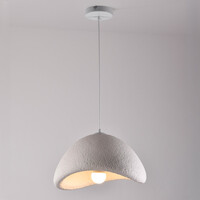 Wabi sabi-pendellampa Cemento i vit steneffekt - 38 x 30 cm