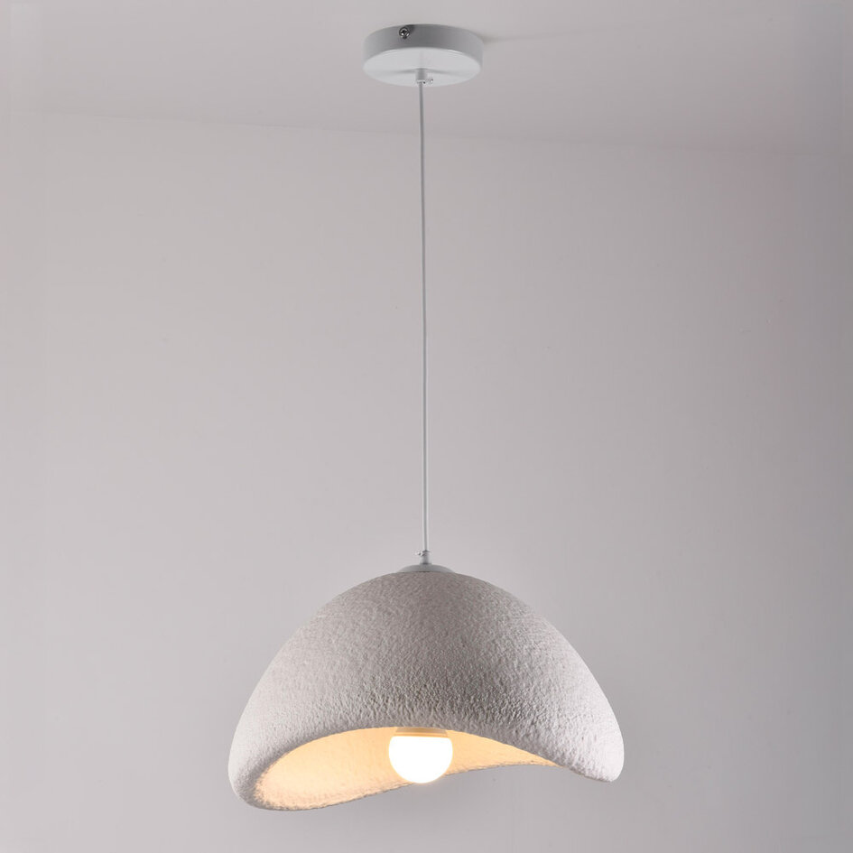 Wabi sabi-pendellampa Cemento i vit steneffekt - 38 x 30 cm