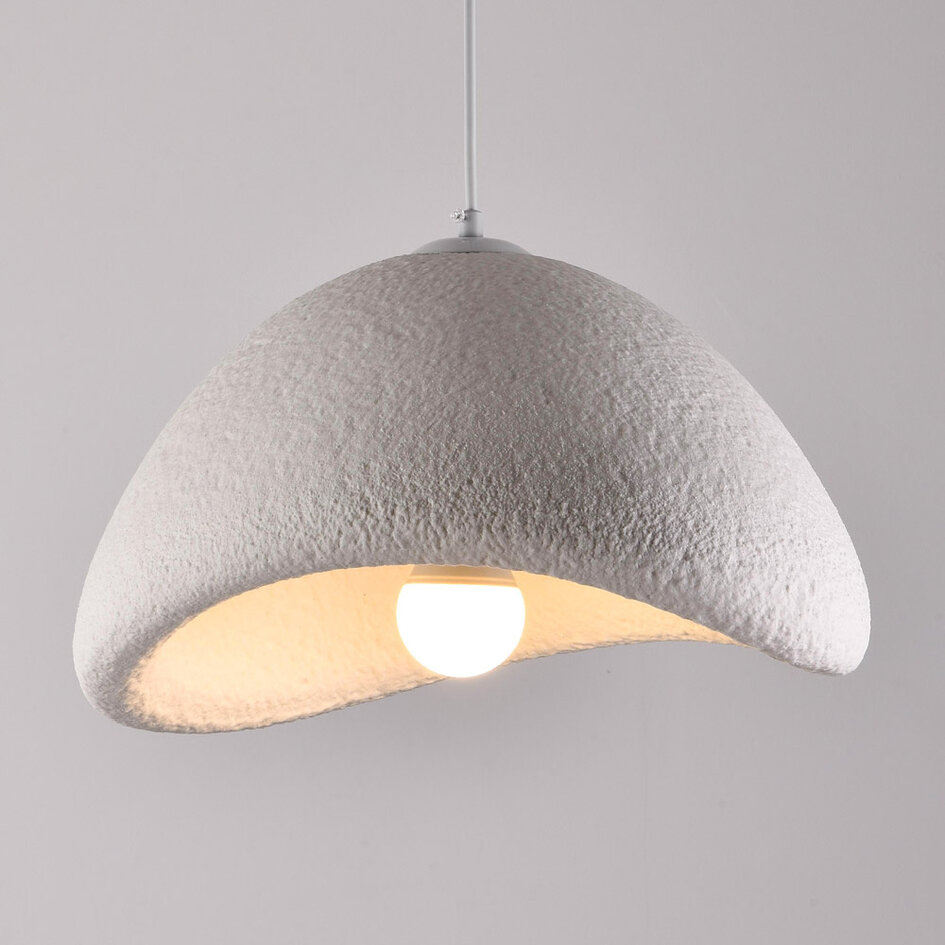 Wabi sabi-pendellampa Cemento i vit steneffekt - 38 x 30 cm