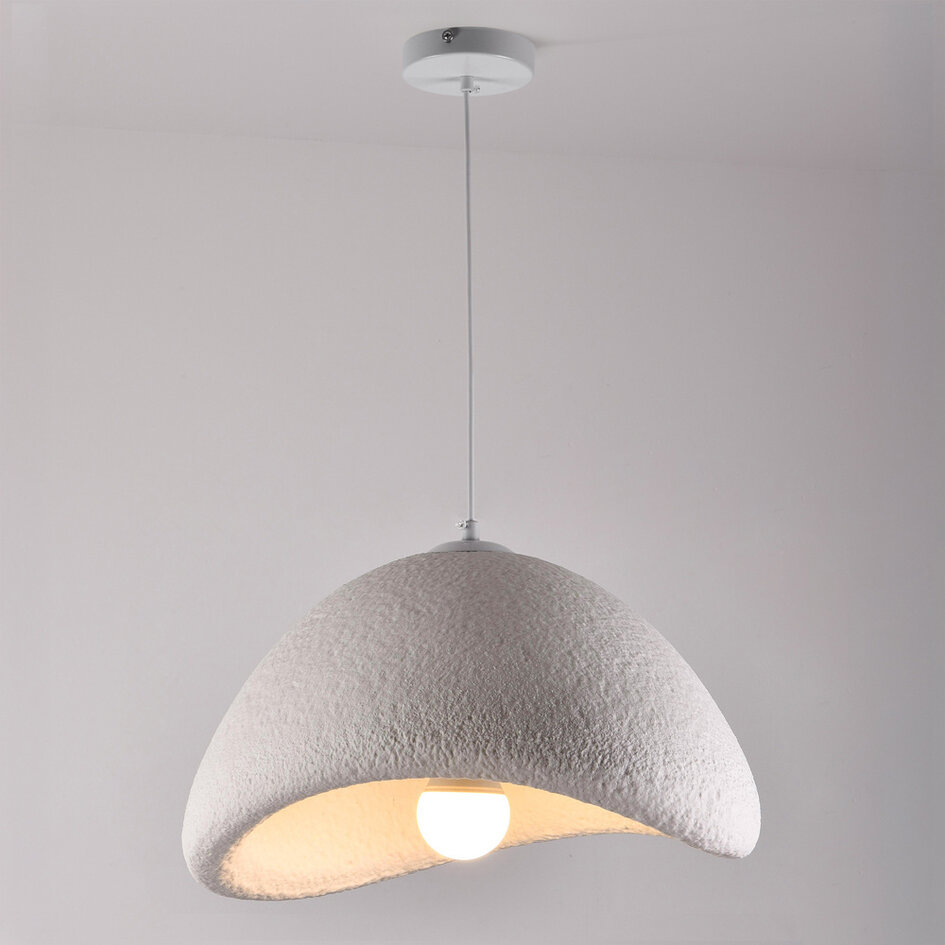 Wabi sabi-pendellampa Cemento i vit steneffekt - 60 x 47 cm