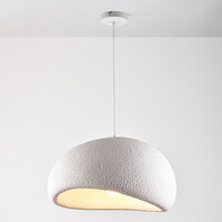 Wabi sabi-pendellampa Urban Stone med vitt stenmönster - 48 x 38 cm