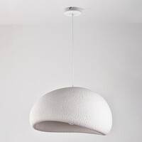 Wabi sabi-pendellampa Urban Stone med vitt stenmönster - 48 x 38 cm