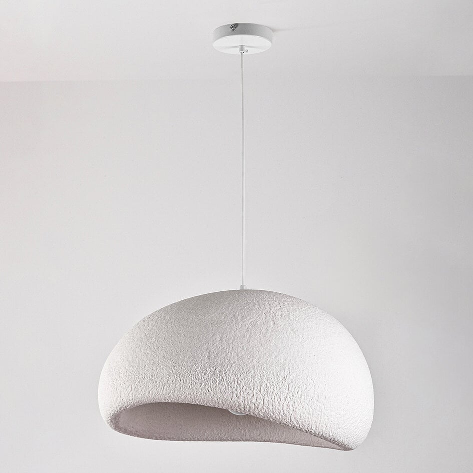 Wabi sabi-pendellampa Urban Stone med vitt stenmönster - 48 x 38 cm