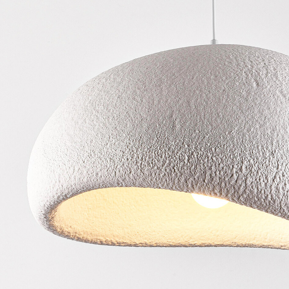 Wabi sabi-pendellampa Urban Stone med vitt stenmönster - 48 x 38 cm