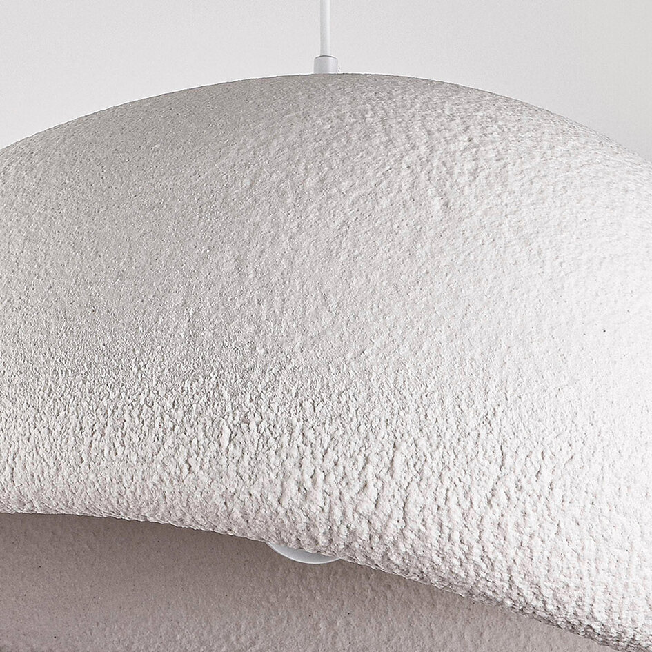 Wabi sabi-pendellampa Urban Stone med vitt stenmönster - 48 x 38 cm