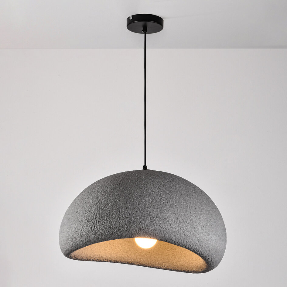 Wabi sabi-pendellampa Urban Stone med grått stenmönster - 48 x 38 cm
