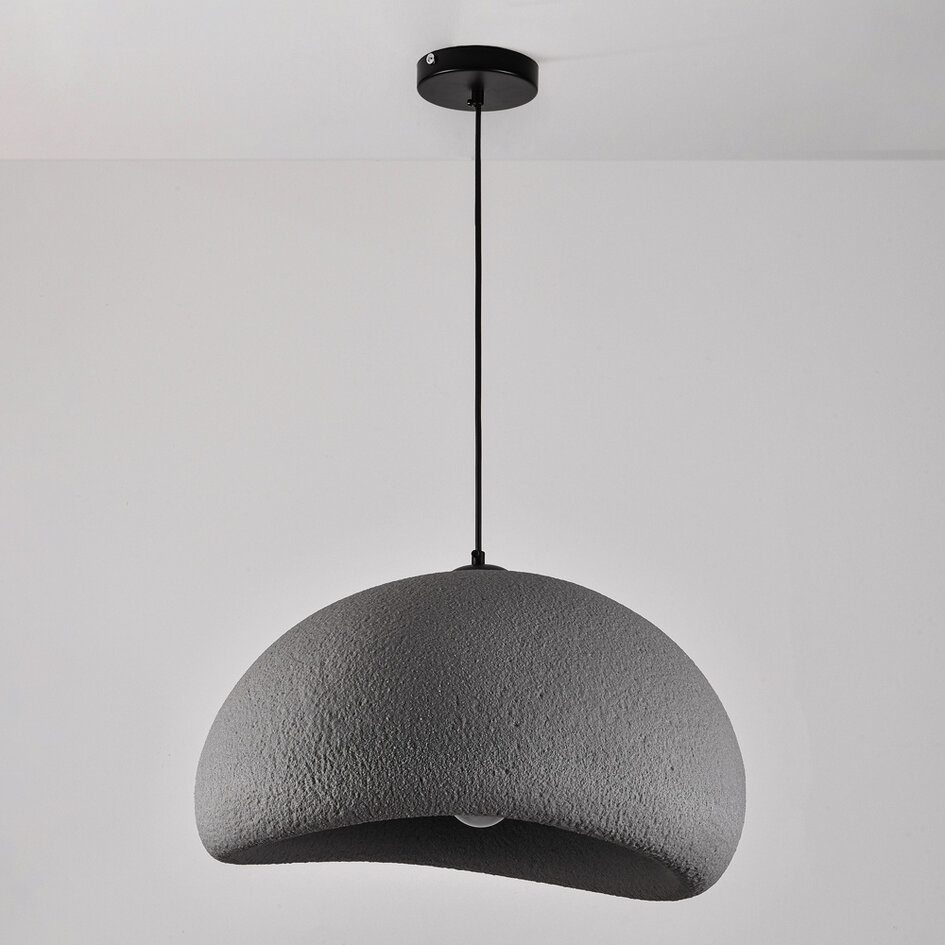 Wabi sabi-pendellampa Urban Stone med grått stenmönster - 48 x 38 cm