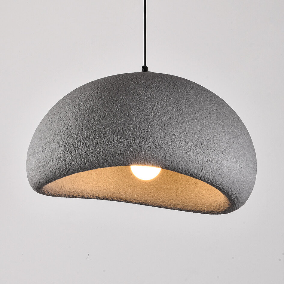 Wabi sabi-pendellampa Urban Stone med grått stenmönster - 48 x 38 cm
