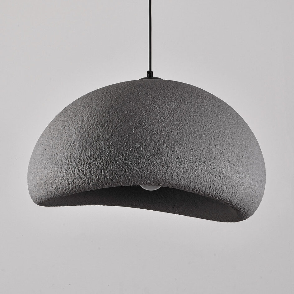 Wabi sabi-pendellampa Urban Stone med grått stenmönster - 48 x 38 cm