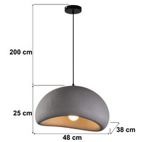 Wabi sabi-pendellampa Urban Stone med grått stenmönster - 48 x 38 cm