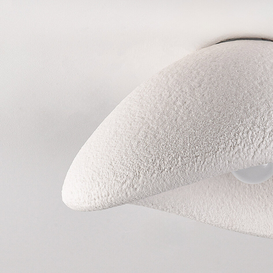 Wabi sabi-taklampa Concrete Aura 38 x 30 cm med stenmönster - vit