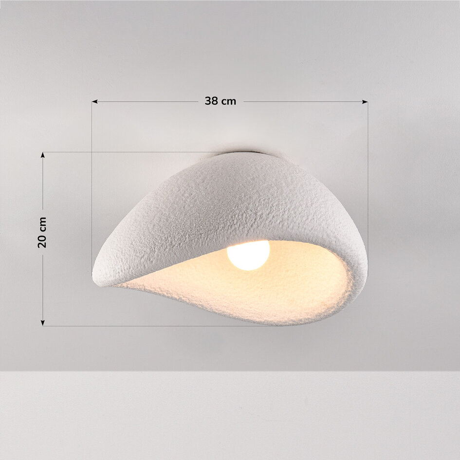Wabi sabi-taklampa Concrete Aura 38 x 30 cm med stenmönster - vit