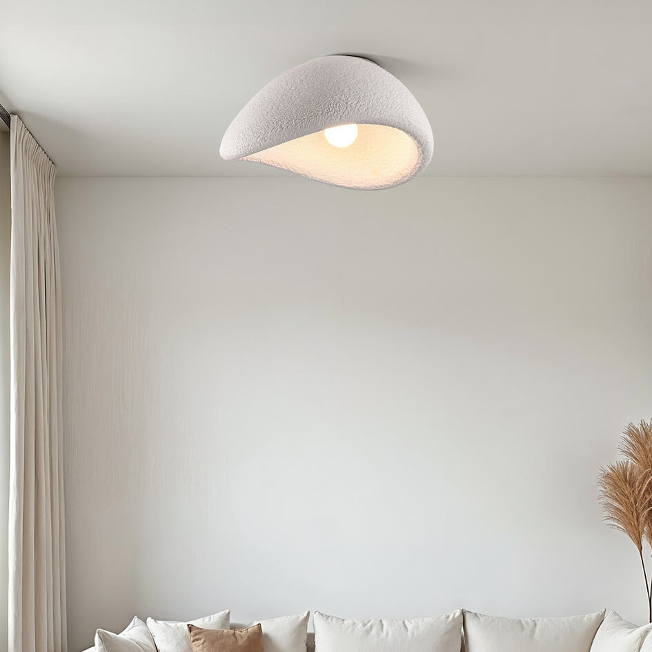 Wabi sabi-taklampa Concrete Aura 60 x 47 cm med steneffekt - vit