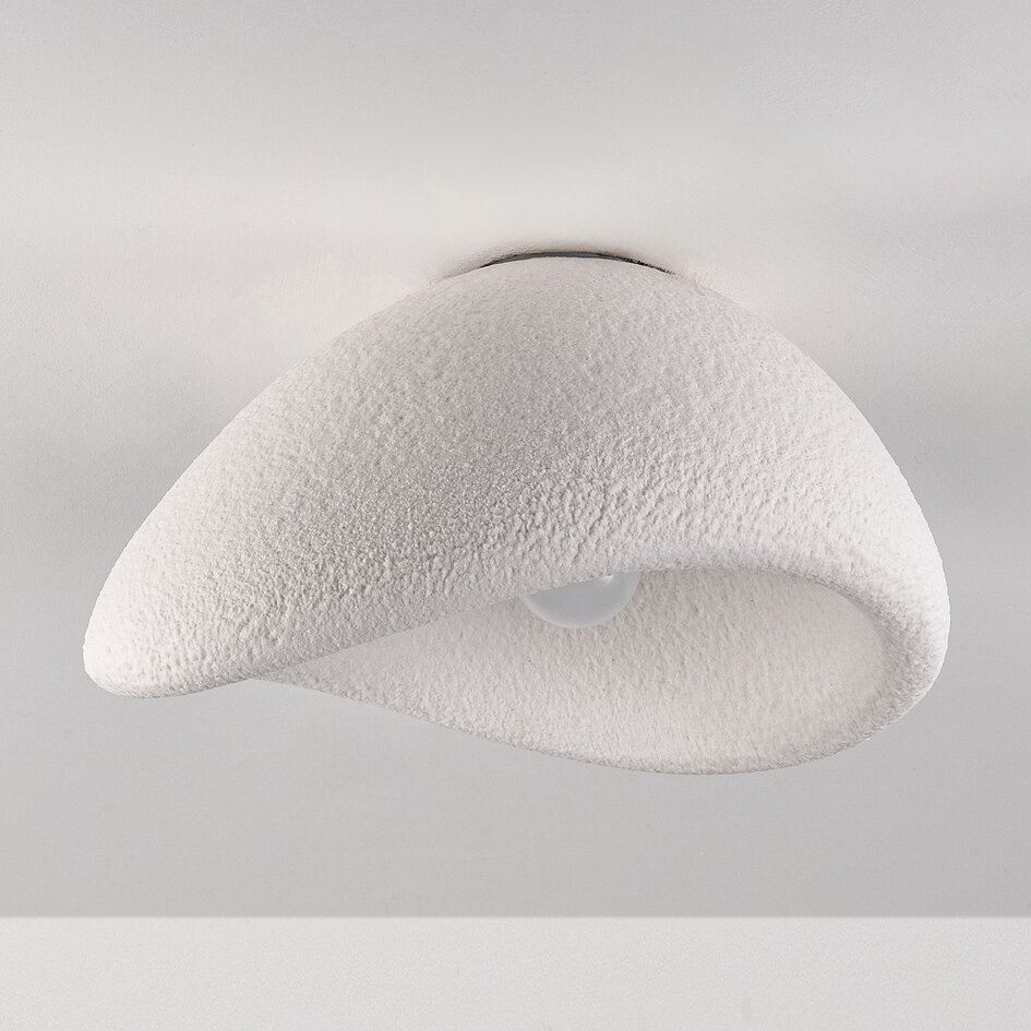 Wabi sabi-taklampa Concrete Aura 60 x 47 cm med steneffekt - vit