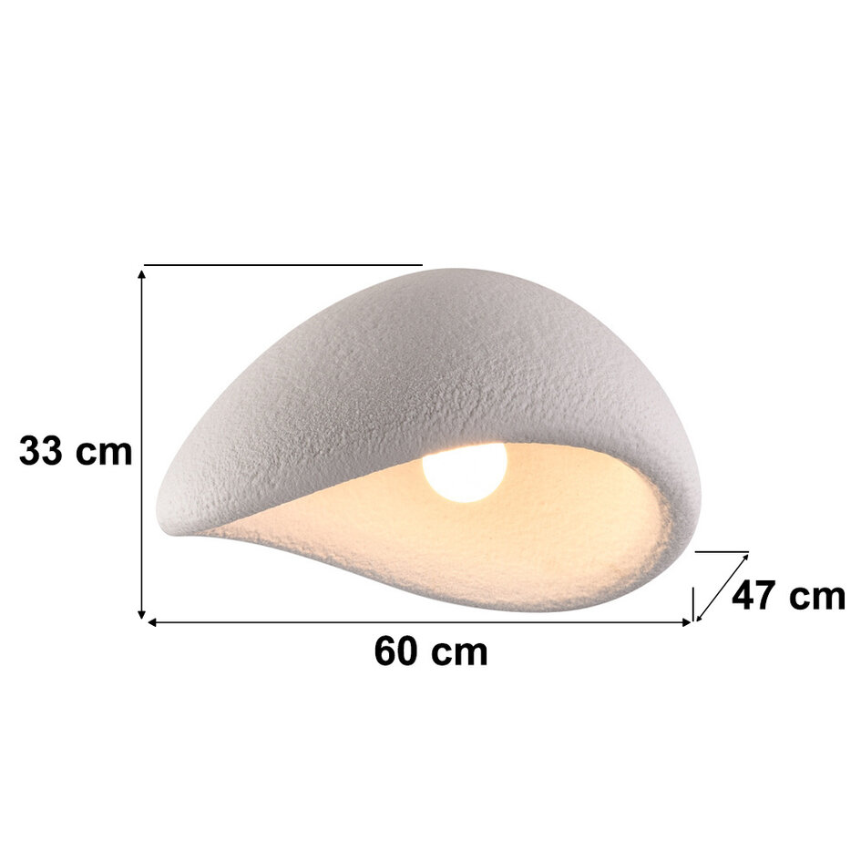 Wabi sabi-taklampa Concrete Aura 60 x 47 cm med steneffekt - vit