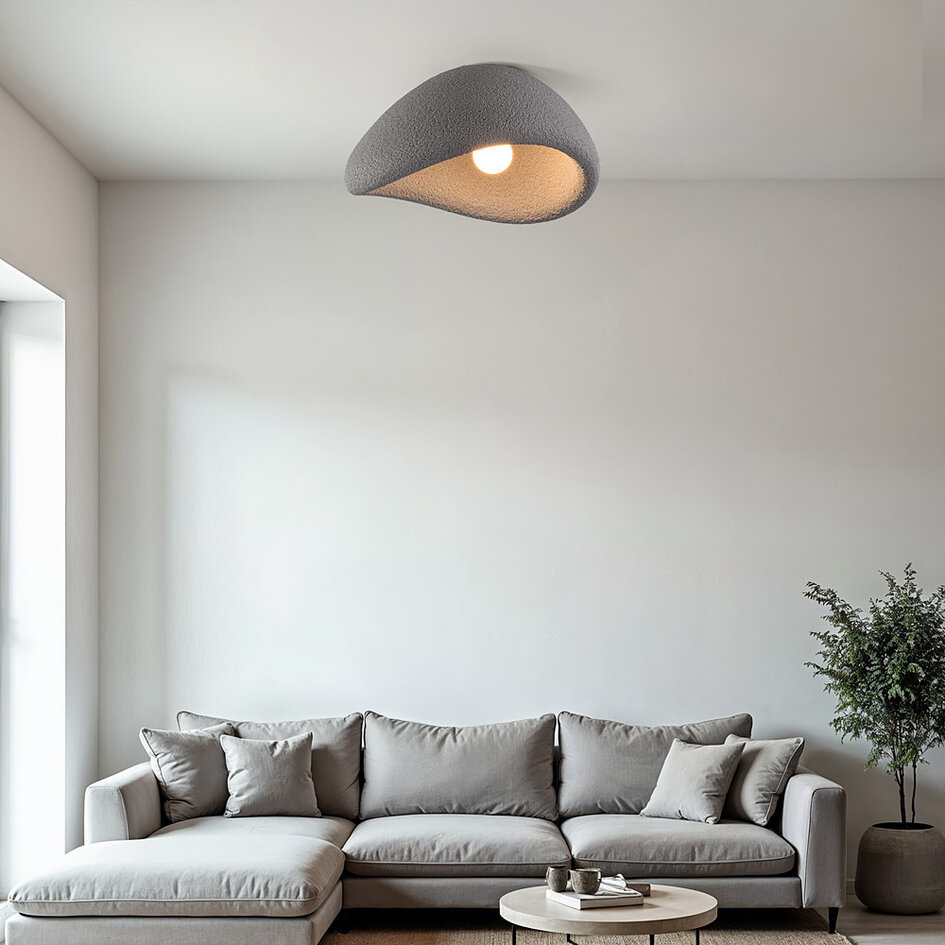 Wabi sabi-taklampa Concrete Aura 60 x 47 cm med steneffekt - grå