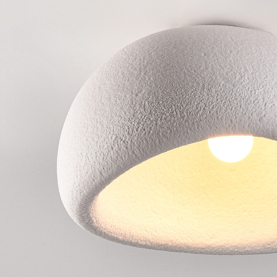 Wabi sabi-taklampa Stone Craft med steneffekt 48 x 38 cm - vit