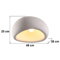 Wabi sabi-taklampa Stone Craft med steneffekt 48 x 38 cm - vit