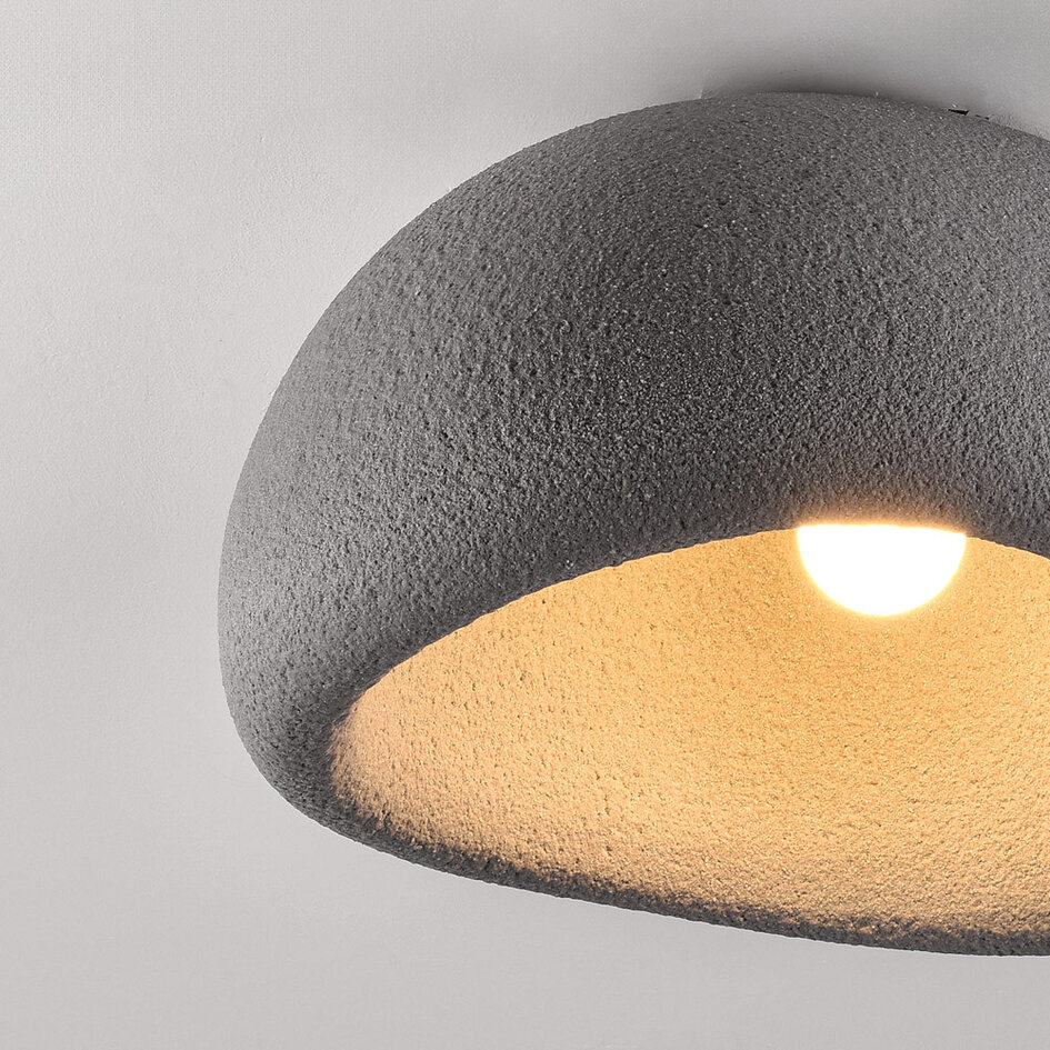 Wabi sabi-taklampa Stone Craft med steneffekt 48 x 38 cm - grå