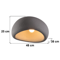 Wabi sabi-taklampa Stone Craft med steneffekt 48 x 38 cm - grå
