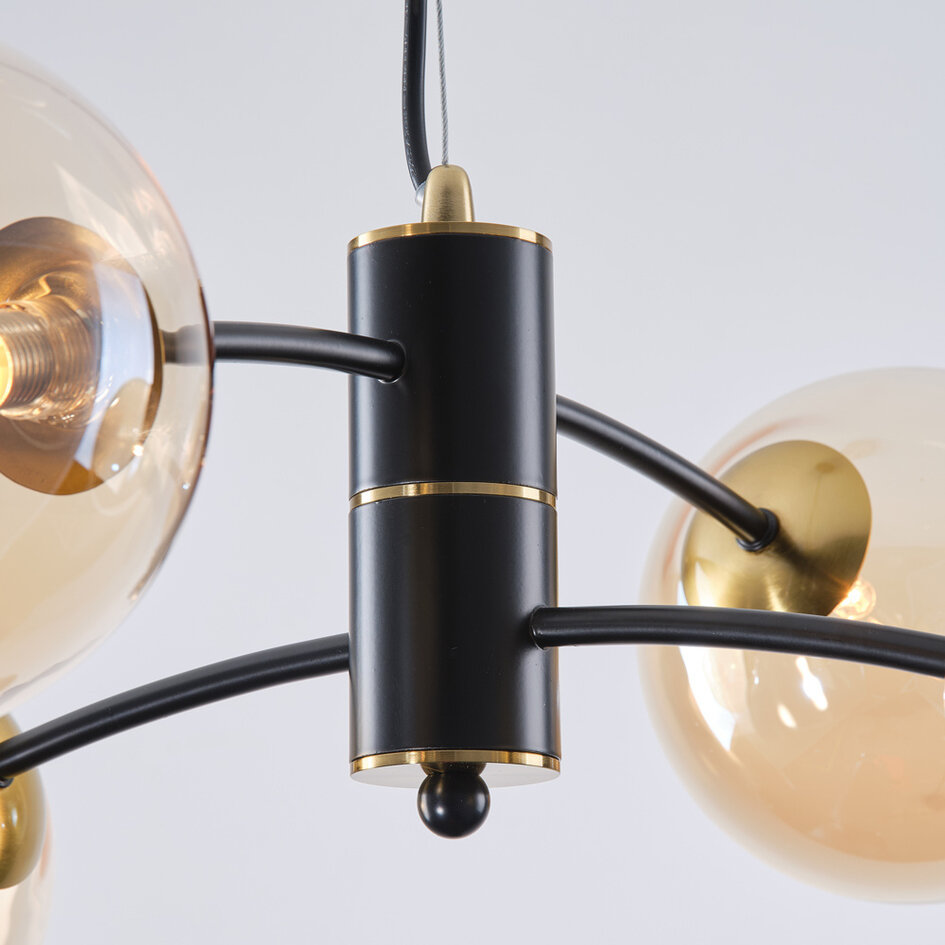 Pendellampa Firenze med fyra lampor - amberfärgat glas