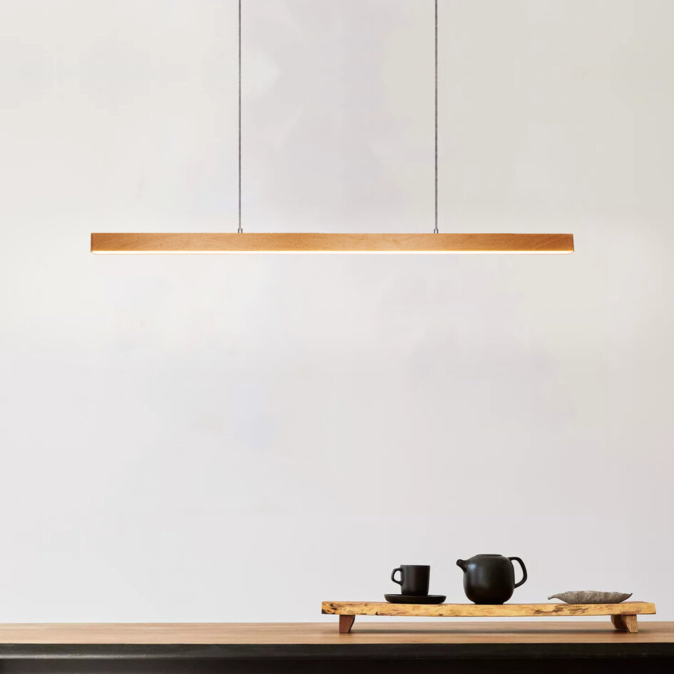 Smart pendellampa Ami med LED och Tuya Smart-appen - träutseende