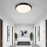 Plafond i svart Ø35,2 cm med nödenhet - CCT-omkopplare 3000K/4000K/6000K