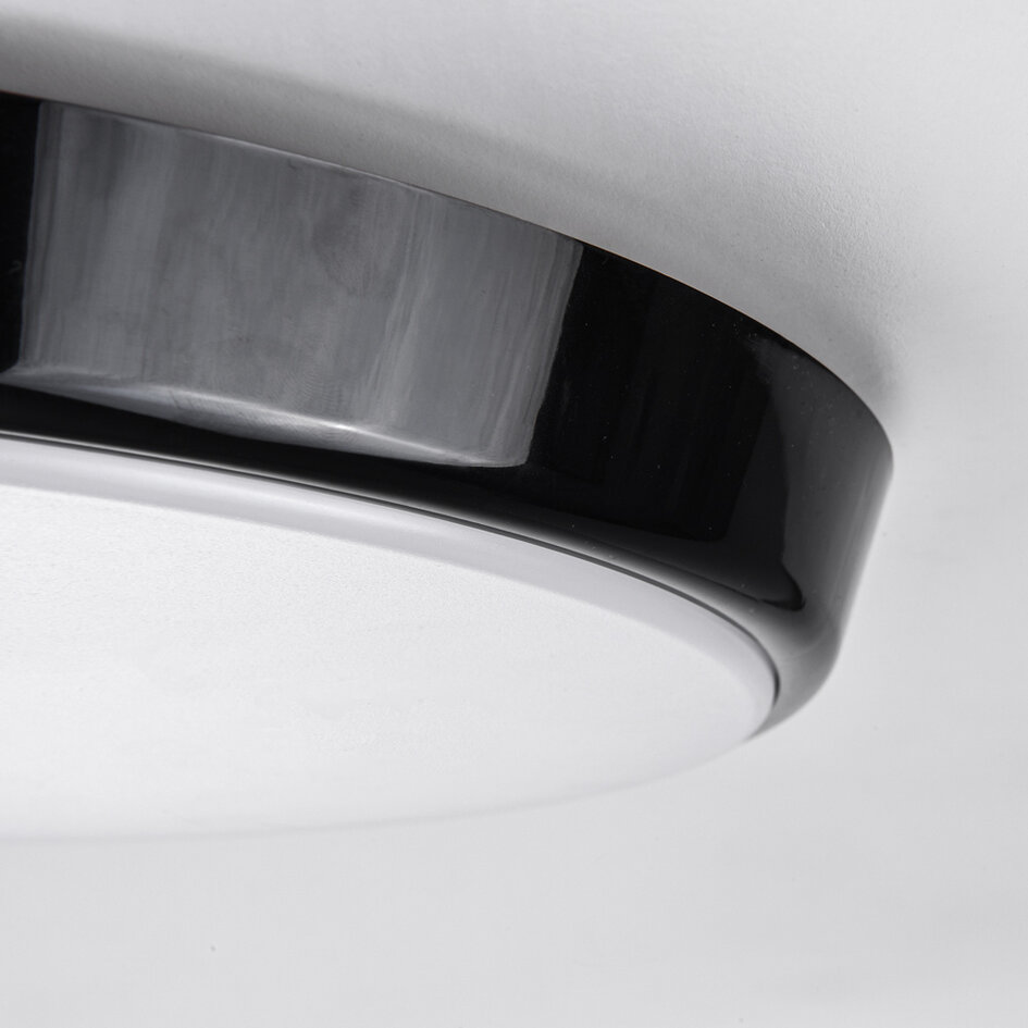 Plafond i svart Ø35,2 cm med nödenhet, sensor och CCT-omkopplare 3000K/4000K/6000K