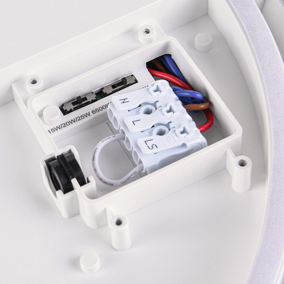 Plafond i svart Ø35,2 cm med nödenhet, sensor och CCT-omkopplare 3000K/4000K/6000K