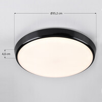 Plafond i svart Ø35,2 cm med nödenhet, sensor och CCT-omkopplare 3000K/4000K/6000K