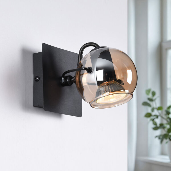 Roterbar infälld väggspotlight med bärnstensfärgat glas - Jace