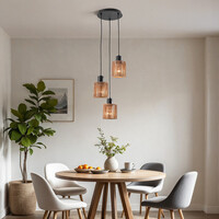 3-ljus Boho taklampa Canico med rep