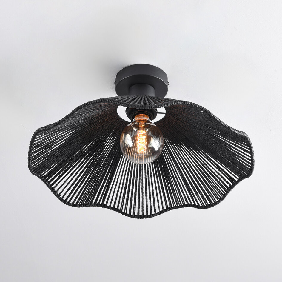 Taklampa Carta med en lampa - svart och svart rep