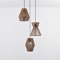 Bohemisk taklampa med flätat rep, 3-ljus - Tiga