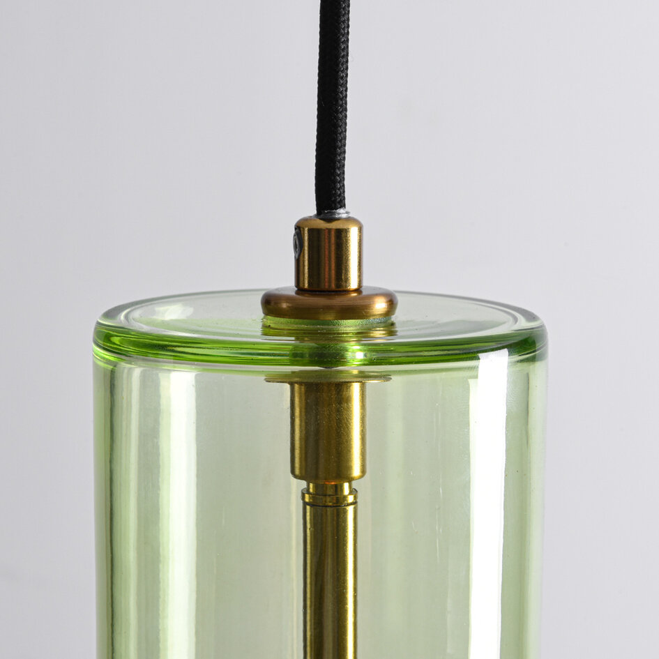Pendellampa Rurka - guld och grönt glas