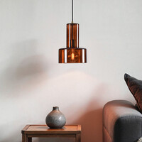 Pendellampa Rurka - guld och brunt glas
