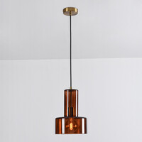 Pendellampa Rurka - guld och brunt glas