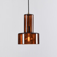 Pendellampa Rurka - guld och brunt glas