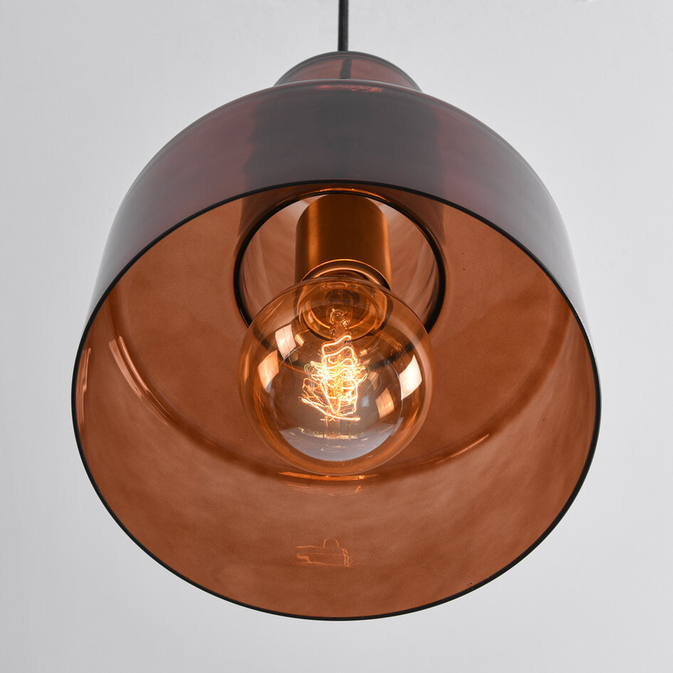 Pendellampa Rurka - guld och brunt glas