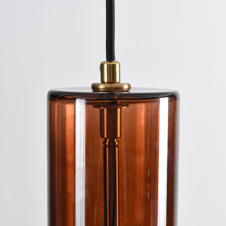 Pendellampa Rurka - guld och brunt glas