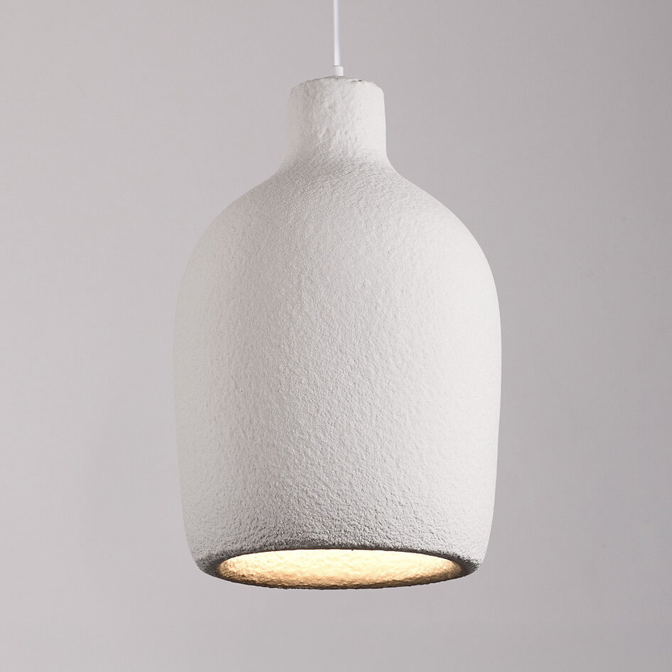 Minimalistisk wabi sabi-pendellampa Hikari med steneffekt Ø31 cm - vit