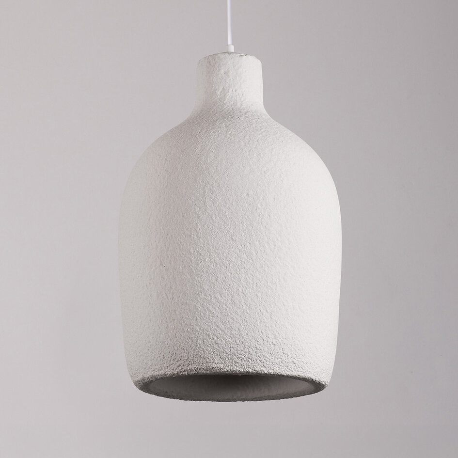 Minimalistisk wabi sabi-pendellampa Hikari med steneffekt Ø31 cm - vit