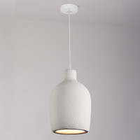 Minimalistisk wabi sabi-pendellampa Hikari med steneffekt Ø31 cm - vit