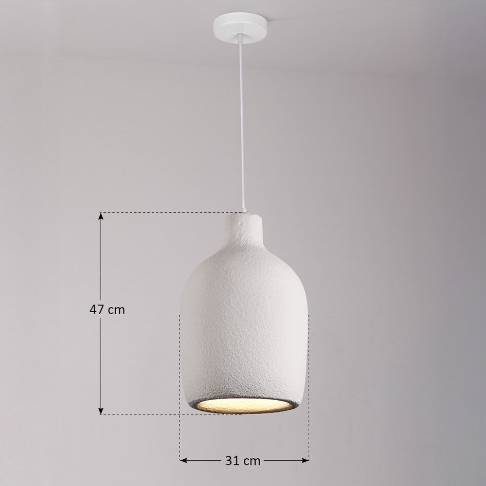 Minimalistisk wabi sabi-pendellampa Hikari med steneffekt Ø31 cm - vit