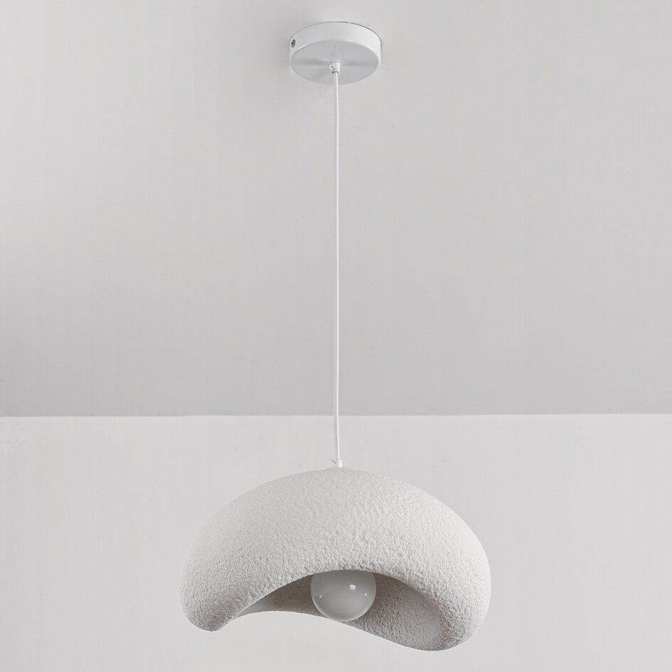 Wabi sabi-pendellampa Zenji 40 x 27 cm med steneffekt - vit