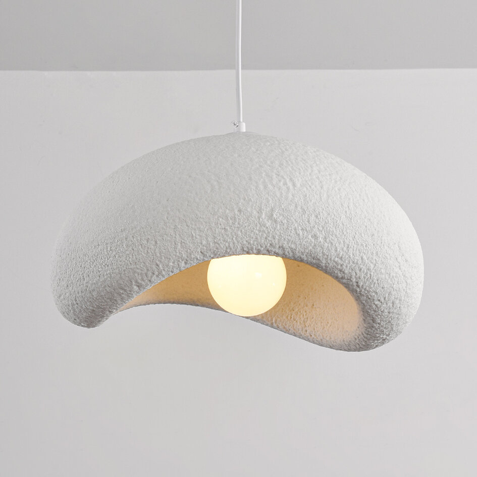 Wabi sabi-pendellampa Zenji 40 x 27 cm med steneffekt - vit