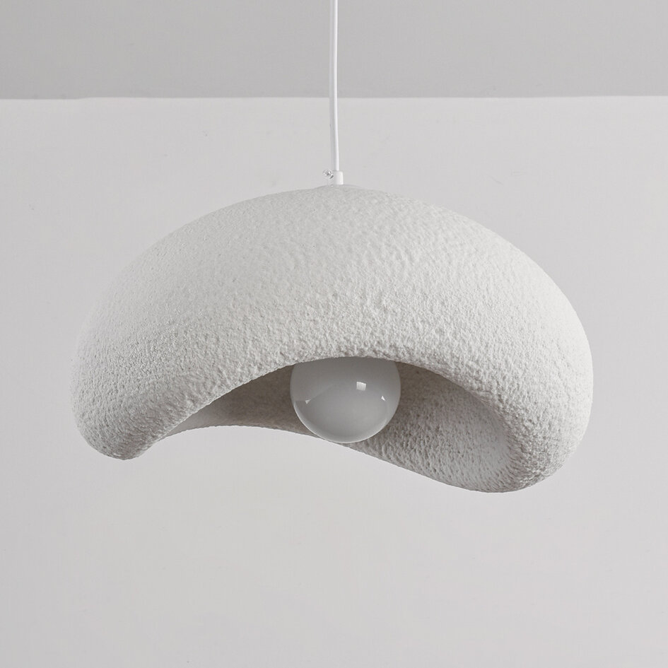 Wabi sabi-pendellampa Zenji 40 x 27 cm med steneffekt - vit