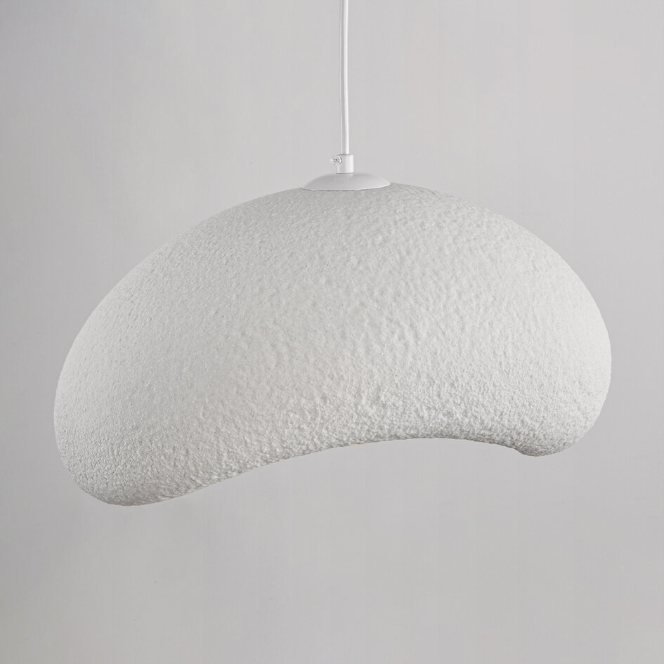 Wabi sabi-pendellampa Zenji 40 x 27 cm med steneffekt - vit
