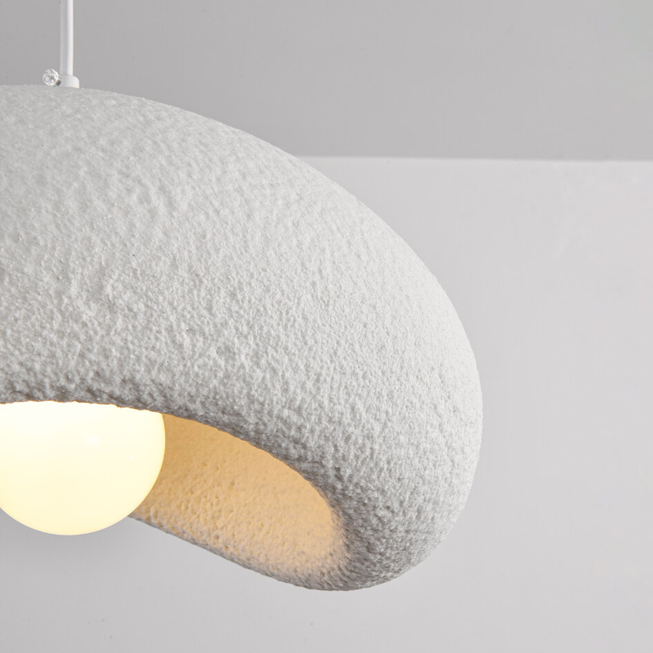 Wabi sabi-pendellampa Zenji 40 x 27 cm med steneffekt - vit