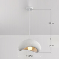 Wabi sabi-pendellampa Zenji 40 x 27 cm med steneffekt - vit